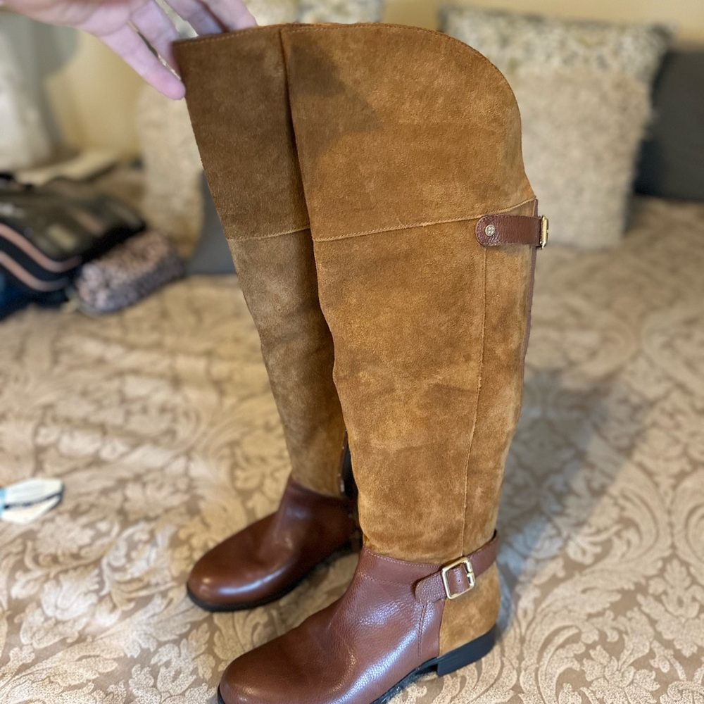 Brown Suede and Leather Riding Boots